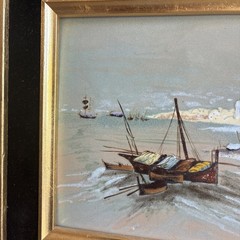 Vintage Enamel On Copper Painting Signed S. Richard Framed 4×6