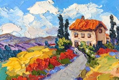 Landscape Oil Painting Tuscany on Canvas Board 5x7in — Impasto Original Art