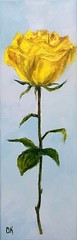 Rose Oil Painting Original Impasto Yellow Rose Flower Canvas Wall Art 4″x12″