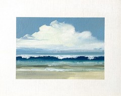 8×10 Original Oil Seascape Painting Clouds Land Water Impressionist Art Signed
