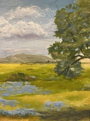 PW Hickman-LG Oil Painting-Beautiful Bluebonnet Hill Country Landscape