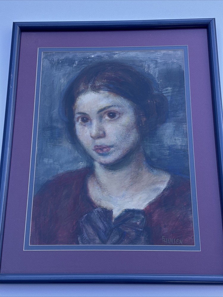 ANTIQUE PORTRAIT PAINTING WOMAN FEMALE MODEL EJNAR EINAR HANSEN FAMOUS LISTED