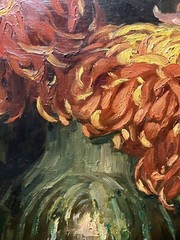 Oil Still Life Aux Flowers Art Deco Large Format 32 5/16X31 1/2in Signed