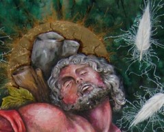 religious art sacred painting contemporary modern saint sebastian man portrait