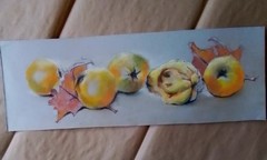 Fruit Painting Quince Pastel Painting Original Art from Ukraine