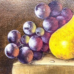 Vintage Oil Painting Framed Signed G. Frauke Fruit Motif 31x36cm