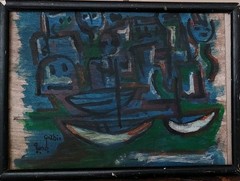 Gazebia Sirry , Egyptian 1925 -2021 Authentic Original Painting On Paper Signed