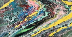 FLUID ACRYLIC ABSTRACT POURED PAINTING 10 x 20 X 1.5 Inches – RICKY MARTIN EBSQ