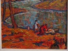 Romania Paul SCORTESCO (1895-1976) Animated Landscape Painting River Tree