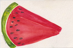 4 x 6 Watermelon Original Watercolor Painting, Fruit Sharon Foster Art