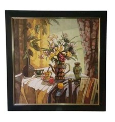 Vibrant Still Life with Flowers and Pottery – Oil Painting on Canvas“