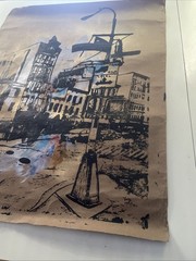 Original Media Painting 29.5” X 24” 125th Street Harlem NYC. Artwork. Signed