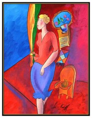 Linda Le Kinff Original Signed Oil Painting On Canvas Female Figure Framed Art