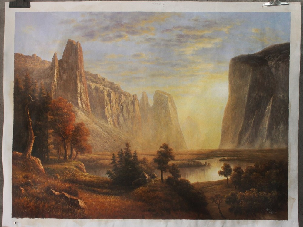 Dongyeearts Albert Bierstadt Valley of the Yosemite landscape oil on canvas 48″