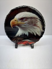 Bald Eagle Glossy Picture on Black Slate Wall Art 7.5″ With Stand