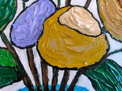 Colorful Stylized Semi-Abstract Flower Bouquet Oil Painting 11×14 Textured Flora
