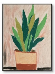 Potted Plant Succulent Cactus Modern Abstract Botanical Art 11 by 14 Canvas