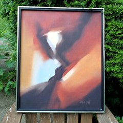 Vintage MCM Segundo Huertas (1923-2010) Abstract Oil Painting 21″ X 25″
