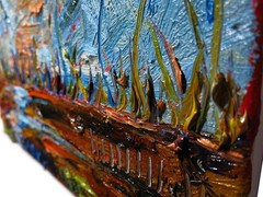 ORIGINAL█OIL PAINTING█IMPRESSIONIST ART█NATURE LANDSCAPE ABSTRACT DECO█POP OCEAN