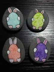 Easter Bunny Hand Painted Rock Set – Rabbit – Holiday – Egg Hunt
