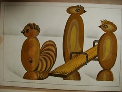 Ukrainian USSR Soviet 6 paintings sketches wooden toys for children sculpture