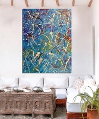 Pollock/Richter style￼ Profession￼al Painting 81” X 62”(6ft 9in)Abstract Modern