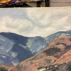 1956 Provo Utah Spanish Fork Canyon Pace Ranch Oil Painting Ray Hansen 18×24”