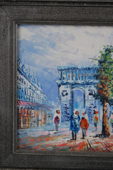 Vintage 1980’s Original Signed Joyce French Paris Street Scene Oil Painting 10X8