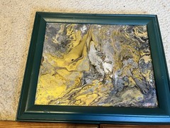 Set Of 3 Acrylic Swirl Paintings In Frames