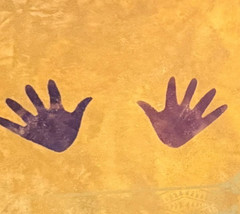 Native Inspired Handprint Friendship Blanket Wall Art Southwestern Gold XL 65”