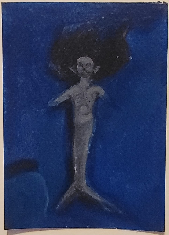 ACEO Original Abstract Creature Mermaid Mini Art Painting Fantasy Art