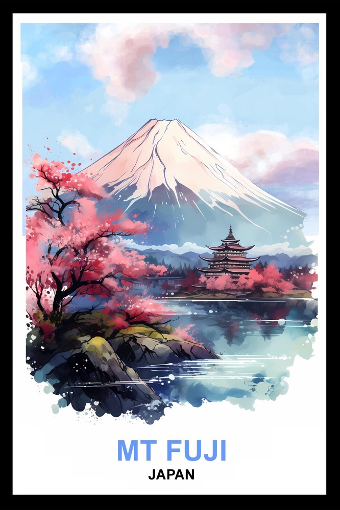 Mount Fuji Japan Travel Poster or Gallery Canvas Wrap Wall Art Home