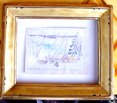 Taos, NM Watercolor LEON GASPARD Snowy Landscape 3″ x 4″