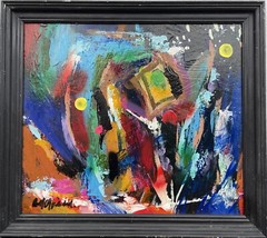 Danish Artist Rolf Gjedsted Abstrakte Komposition Modern Bunt Midcentury