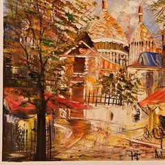 ANTONIO FIERRO Original Vintage Signed European Cityscape Landscape Oil Painting
