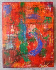 Stunning Abstract Art on Canvas Signed Illegibly Artist Unknown