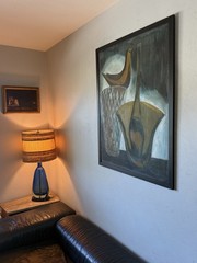 MARGARET HOPKINS VINTAGE MID CENTURY MODERN ABSTRACT STILL LIFE OIL PAINTING 62