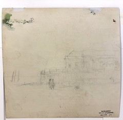 WALTER STUEMPFIG 20th c. American PAFA Watercolor Painting UNDER THE PIER NJ