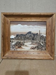 Southwest Desert Landscape Pair Of Rustic Wood Framed Oil Paintings VON GUNTHER