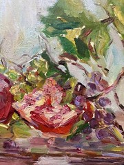 Pomegranate Oil Painting, Still life Pomegranate, Kitchen painting, Exotic Fruit