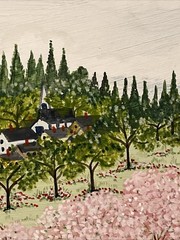 Original Folk Art Painting Raynor Ahmuty Country Church Town Wedding RI MA
