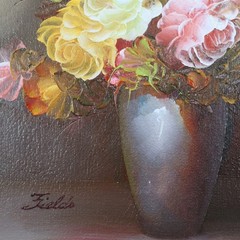 Fields Original Oil Painting Roses 8×10 Floral Still Life Framed COA Home Decor