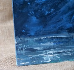 Roter Sand Lighthouse, Stormy Clouds over North Sea with Seaguls Dark Seascape