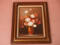 Vintage Robert Cox Still Life Flowers, Signed, Oil on Canvas: 12″ x 16″