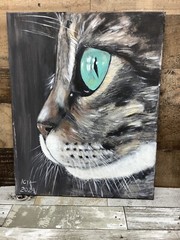 Original acrylic painting Close Up Cat on canvas 16x20x0.5 in Wall Art