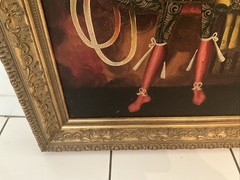 C’1890’s PERU OIL ON CANVAS Angel Arcabucero Cuzco School 27”x19″ (FRAMED 34X26)