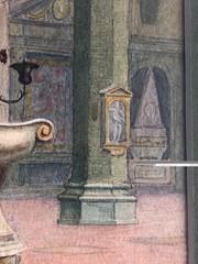 Antique Church Interior Painting Federigo Pedulli 1860-1940 Italy Basilica Tomb