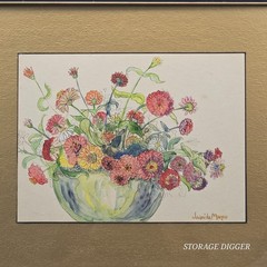 VTG Original Framed Watercolor Painting Flowers in Vase Signed by Juanita Mayo