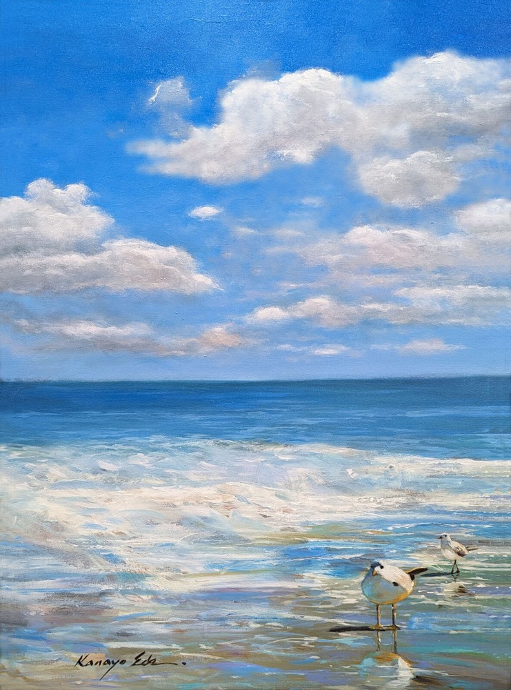 Large Original Ocean Beach Painting On Canvas by Kanayo Ede