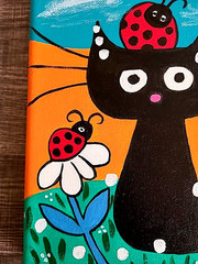 OriginalPainting CAT TAKING CARE OF THE LADIES 8×10 CANVAS Art CARMEN HYLTON